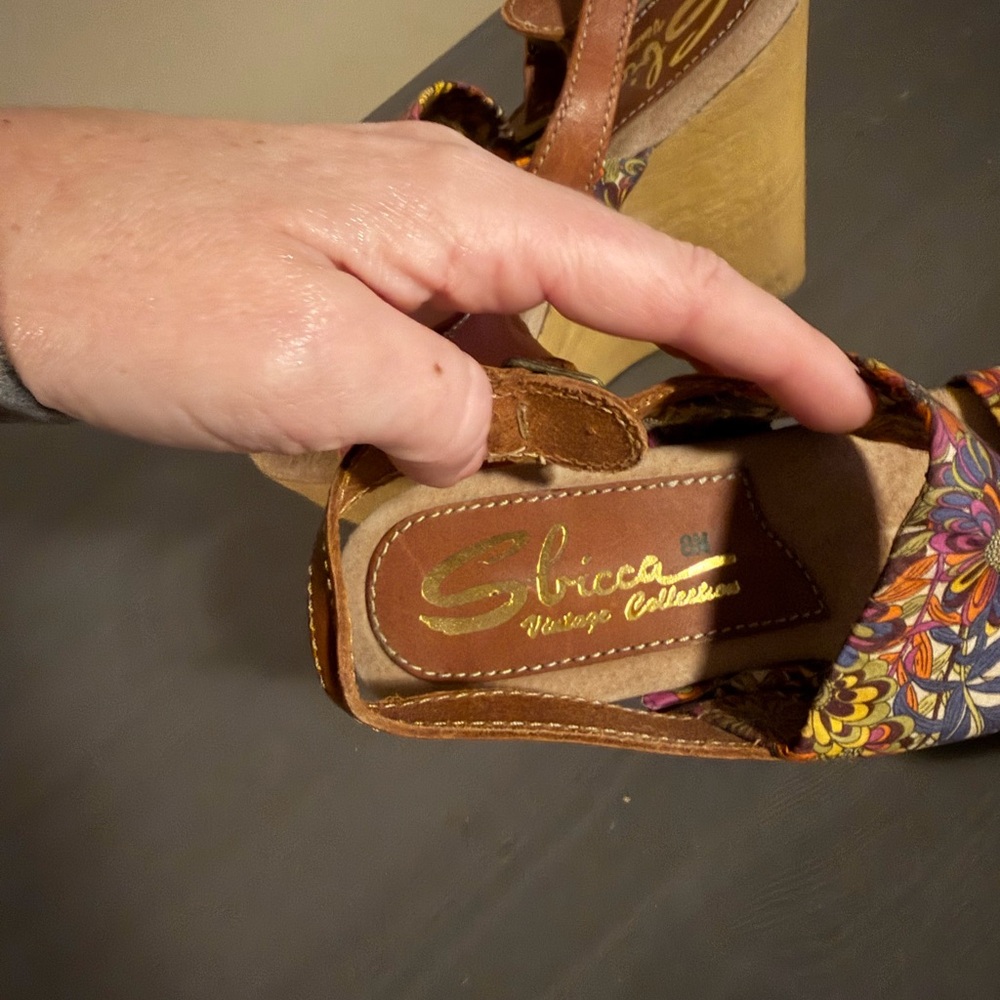 Sbicca Fabiana Retro Platform Floral Multi-Color Wedge Sandals - Picture 9 of 9